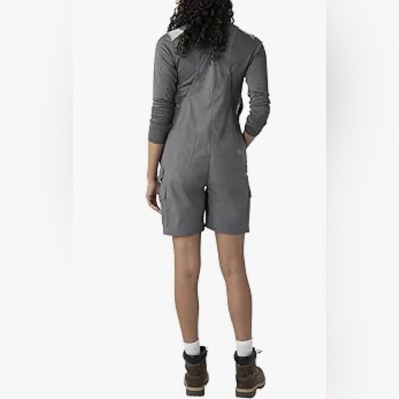 Dickies gray Rinsed Graphite Cooling Ripstop Bib Shortalls size Medium new - Picture 6 of 6